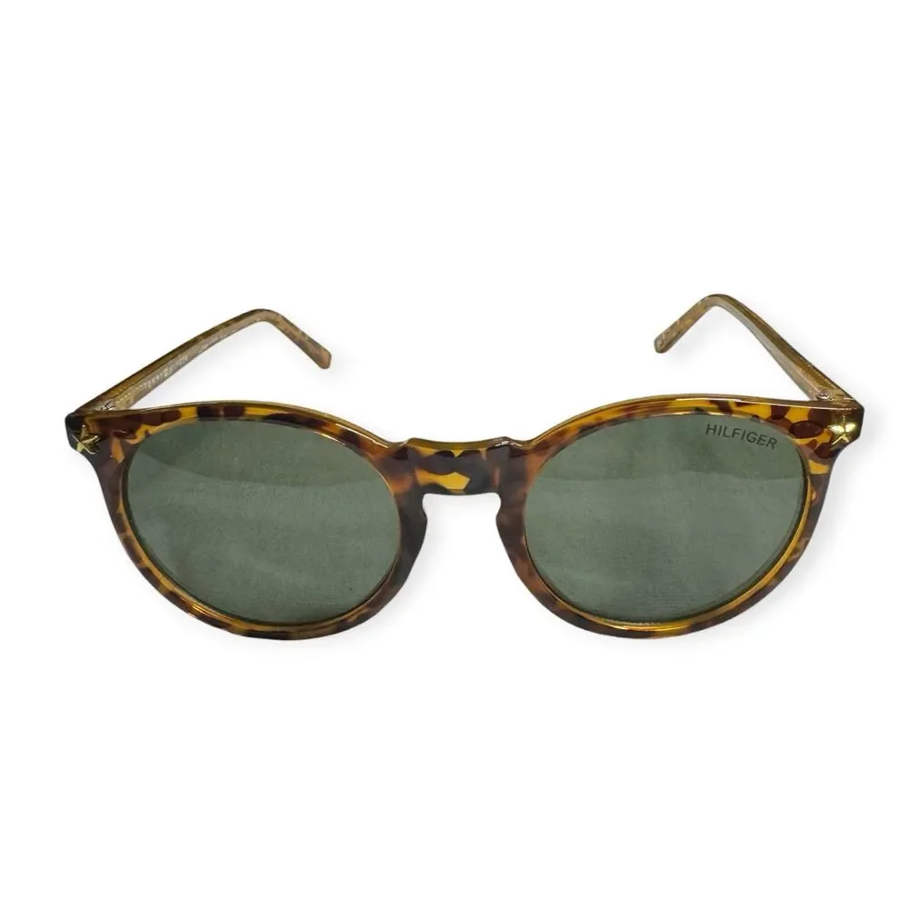 Tommy Hilfiger Biddy Round Sunglasses Havana Brown Green‎ Lenses 145mm